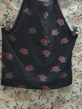 Forever 21 Black Floral Halter Tank